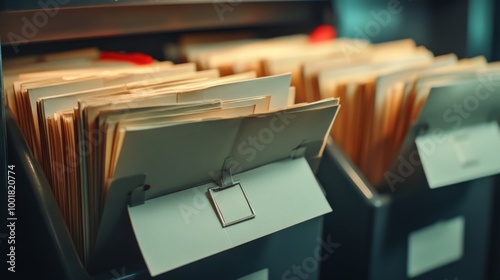 Stacks of File Folders in an Office
