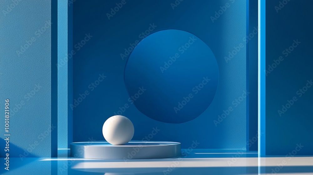 Minimalist abstract scene in shades of blue