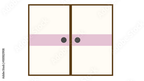 桃色のラインのふすまのイラスト