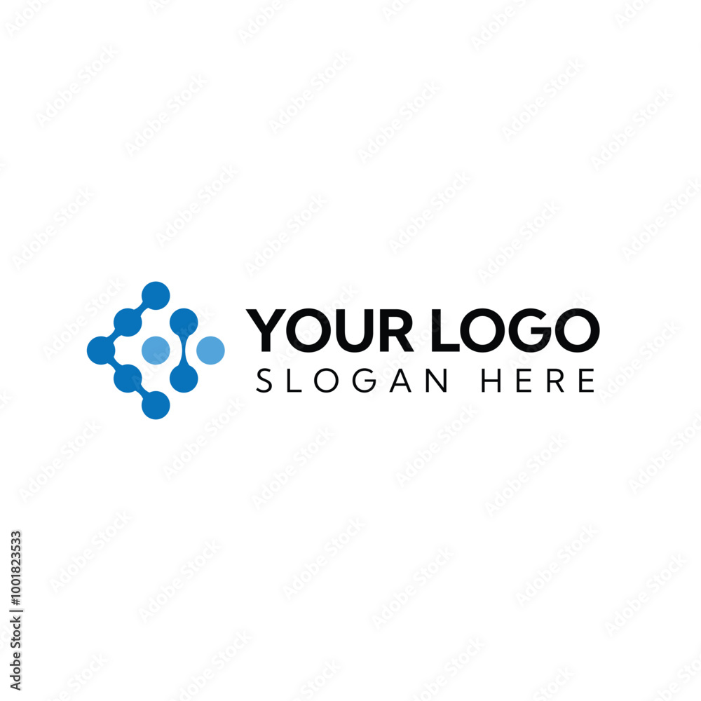 A simple flat logo design depicting connected dots that symbolizes molecular geometric in diamond shape in blue color combination on a white background
A simple flat logo design depicting connected dots that symbolizes molecular geometric in diamond shape in blue color combination on a white background