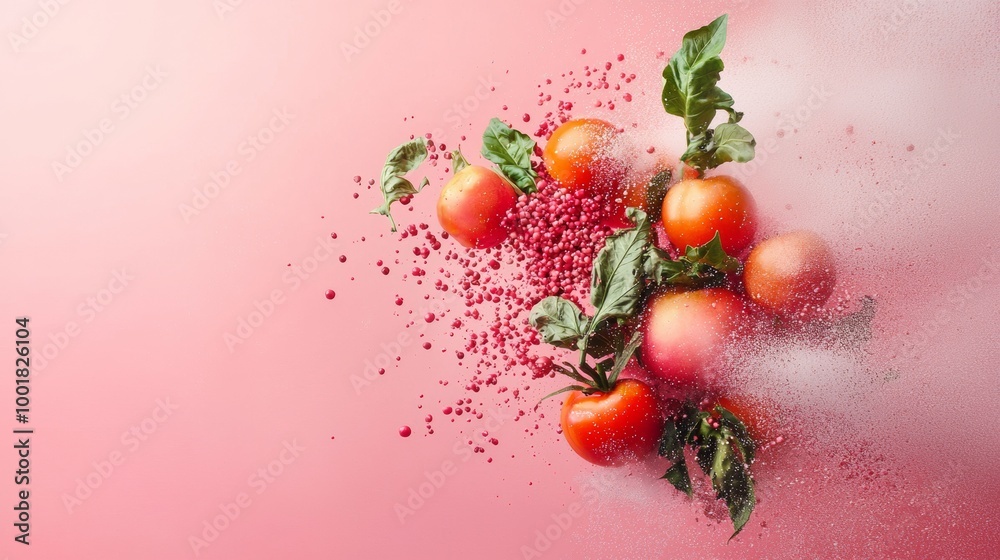 Explosive composition of tomatoes with vibrant background Explosive composition of tomatoes with vibrant background