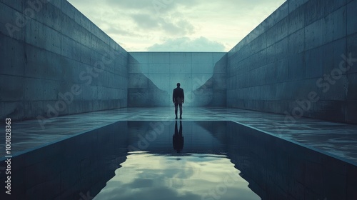 Produce an impactful visual that communicates a strong story through imagery alone Emphasize the use of a rear view to create a sense of mystery and connection., Wide-angle view
