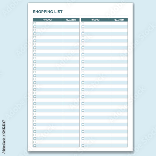 Shopping list document printable template