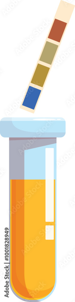 Scientist is performing a ph test by dipping a litmus paper into a test tube containing a yellow liquid Scientist is performing a ph test by dipping a litmus paper into a test tube containing a yellow liquid