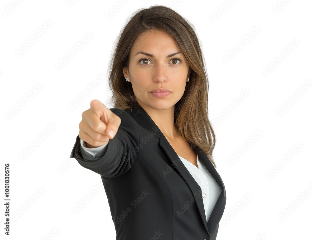 Mulher de negócios apontando o dedo para frente Mulher de negócios apontando o dedo para frente