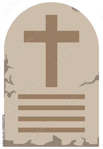 Flat vector icon of a tombstone isolated on white background.
