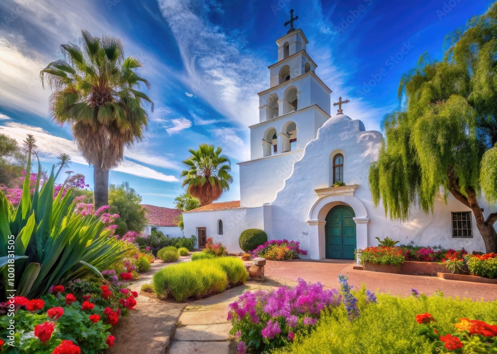 Obraz premium Mission San Diego de Alcala Historic Site in San Diego, California with Beautiful Surroundings