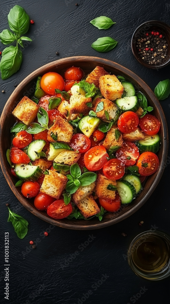 Rustic Panzanella Salad with Fresh Vegetables and Crusty Bread Rustic Panzanella Salad with Fresh Vegetables and Crusty Bread