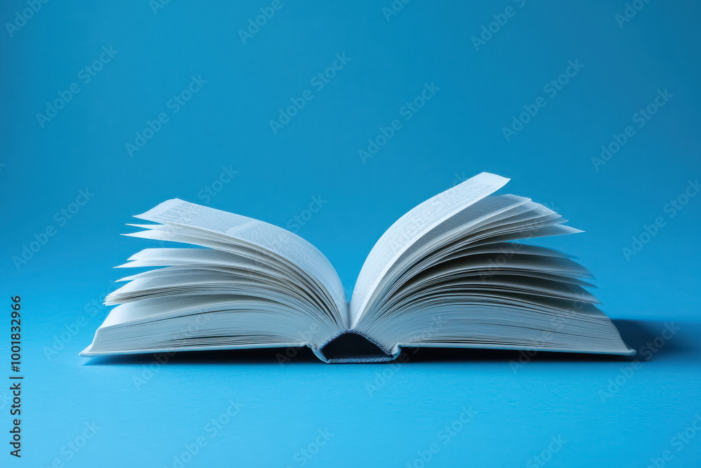 open book on blue background, concept of education and knowledge open book on blue background, concept of education and knowledge