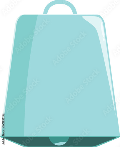 Turquoise cowbell making sound isolated on white background