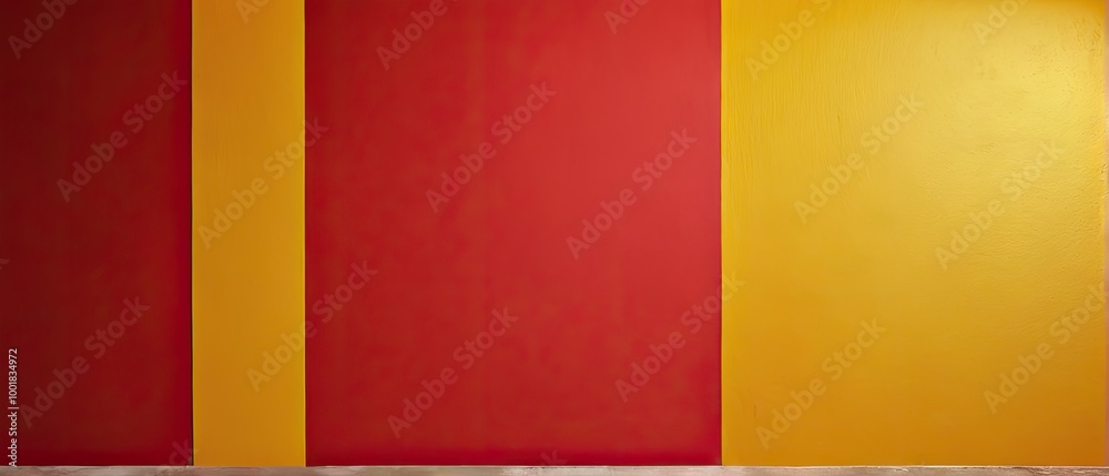 Fototapeta premium Red and Yellow Wall with Vertical Stripes