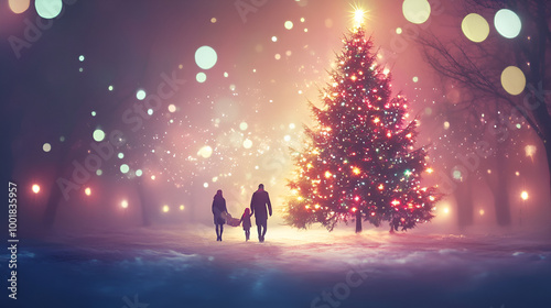 christmas, silhouette, tree, people, vector, party, illustration, disco, night, dancing, winter, holiday, woman, star, snow, dance, celebration, xmas, couple, new year, love, christmas tree, design, f