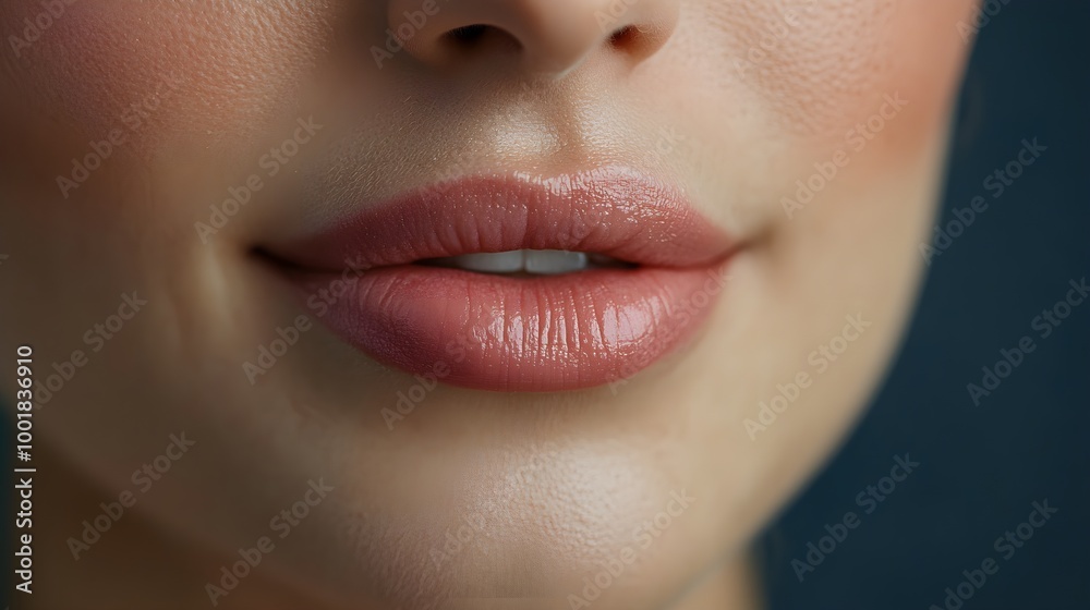 Obraz premium Visible aging wrinkles around a woman's mouth in the 