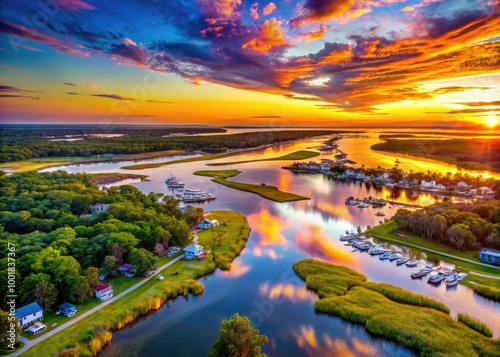 Wallpaper Mural Scenic View of Murrells Inlet South Carolina with Beautiful Marshlands and Calm Waters at Sunset Torontodigital.ca