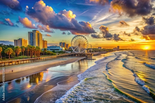 Scenic Views of Myrtle Beach: Sun, Sand, Ocean Waves, and Coastal Landscapes in South Carolina photo