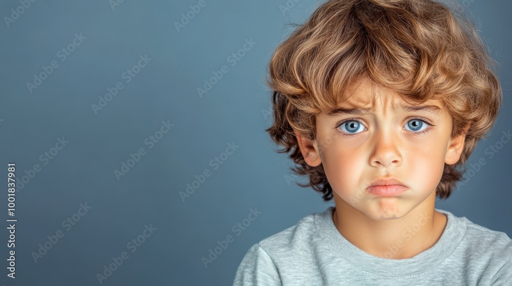 Sad Boy Portrait Upset Child Looking at Camera Sad Boy Portrait Upset Child Looking at Camera