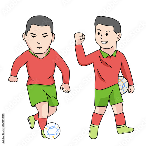cartoon illustration of football player. Suitable for stackers, icons, logos, screen printing and others