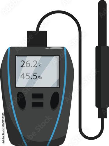 Digital thermohygrometer with external sensor measuring temperature and humidity level