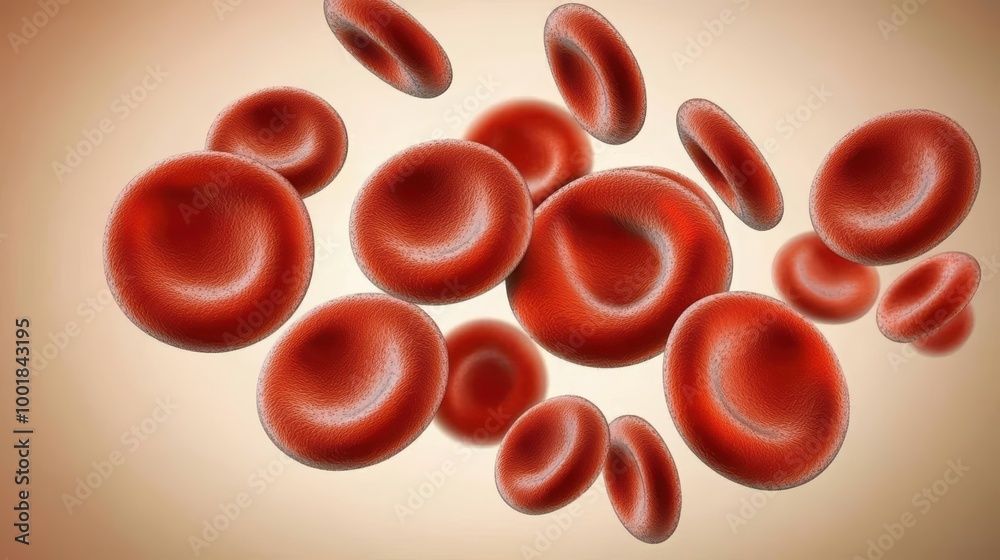 Digital illustration of red blood cells floating, showcasing their shape and texture, highlighting their role in the circulatory system. Digital illustration of red blood cells floating, showcasing their shape and texture, highlighting their role in the circulatory system.