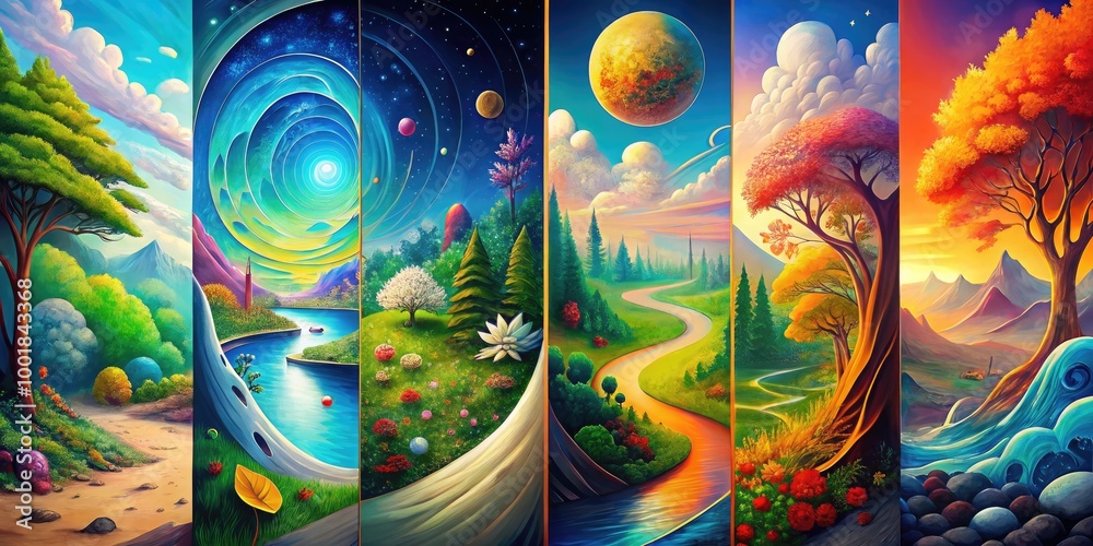 Obraz premium Step Concept Illustrating Progression Through Stages with Abstract Elements and Visual Pathways