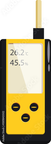 Electronic device showing temperature and humidity levels on its display photo