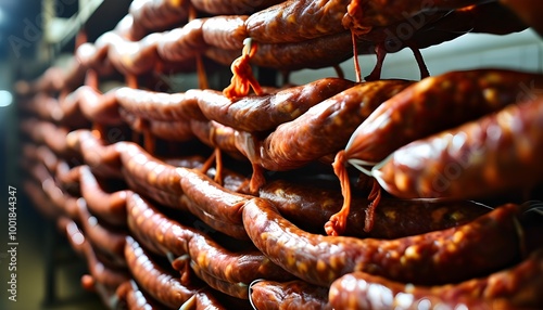 Artisan craftsmanship in fresh sausage production showcased in meticulous rows