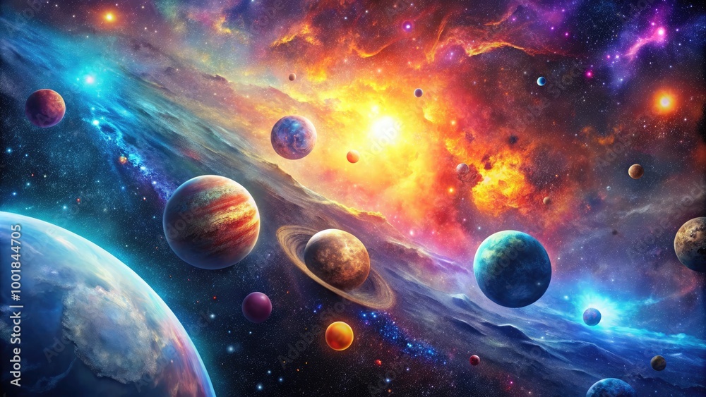 Stunning Cosmic Space Graphic with Vibrant Colors and Celestial Elements for Creative Projects Stunning Cosmic Space Graphic with Vibrant Colors and Celestial Elements for Creative Projects