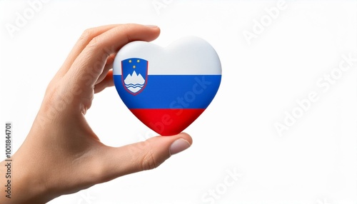 手で持っているスロバキアの国旗のハート(Heart of Slovakia flag held in hand.)
 photo