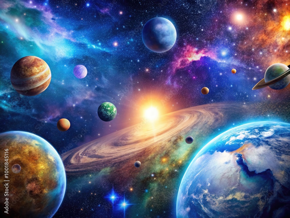 Obraz premium Stunning High Definition View of Outer Space with Stars, Galaxies, and Cosmic Elements in Detail