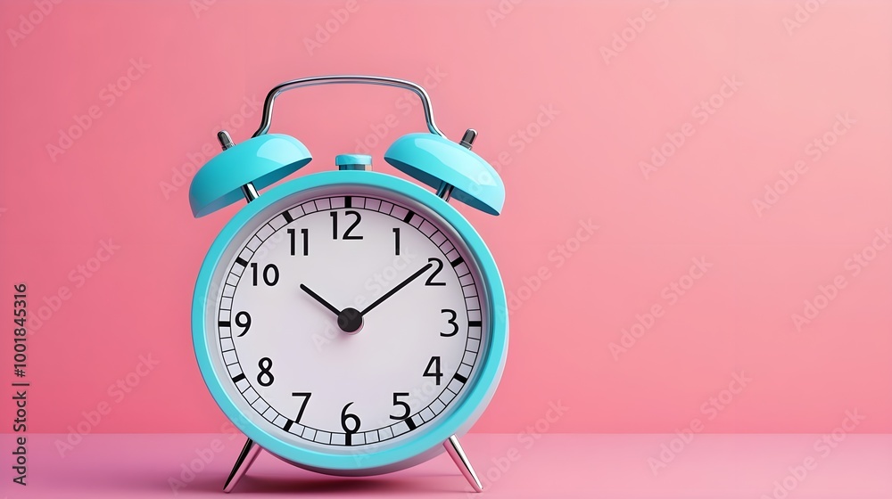 Blue Alarm Clock Pink Background Blue Alarm Clock Pink Background