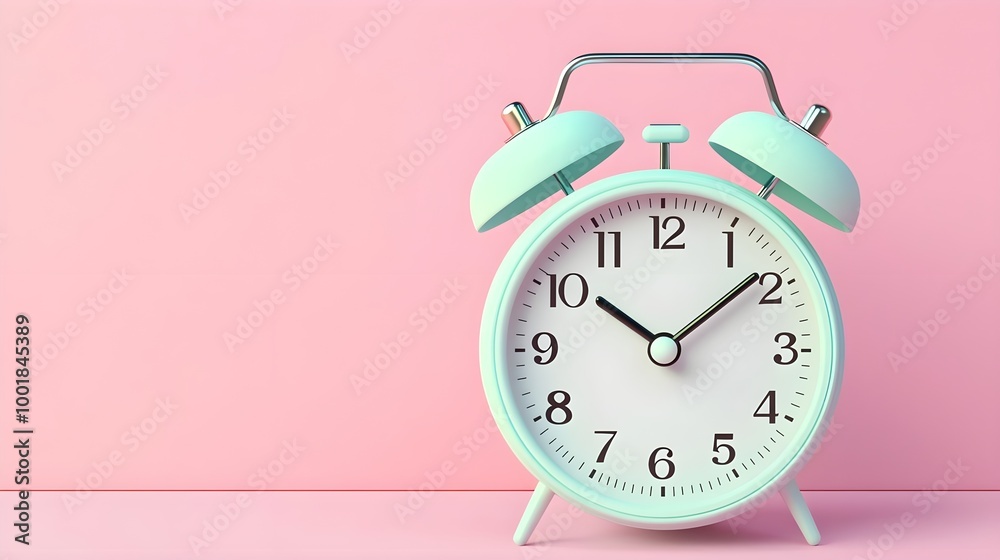Mint Green Alarm Clock on Pink Mint Green Alarm Clock on Pink