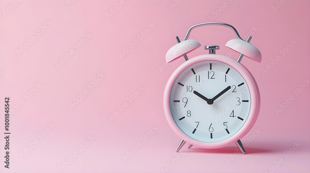 Pink Alarm Clock on Pink Background Pink Alarm Clock on Pink Background