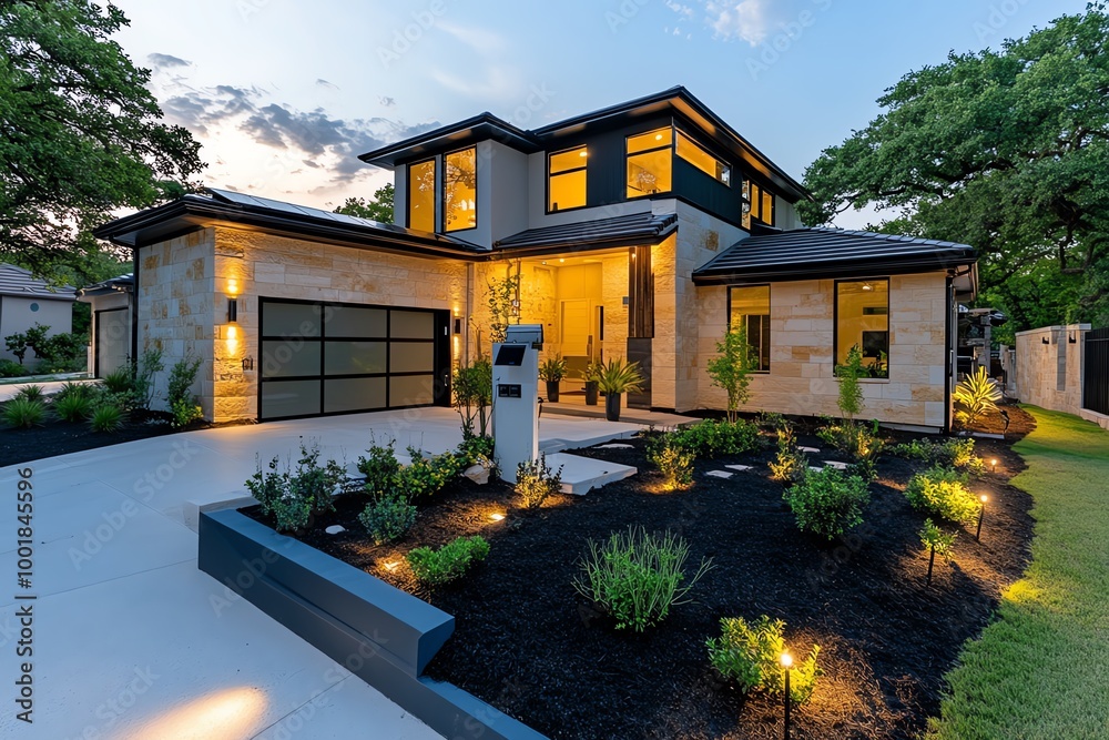 Obraz premium A smart home powered by solar energy, with energy-efficient appliances and a modern design that showcases sustainability