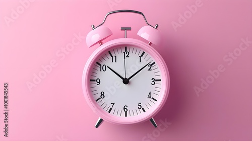 Pink Alarm Clock on Pink Background