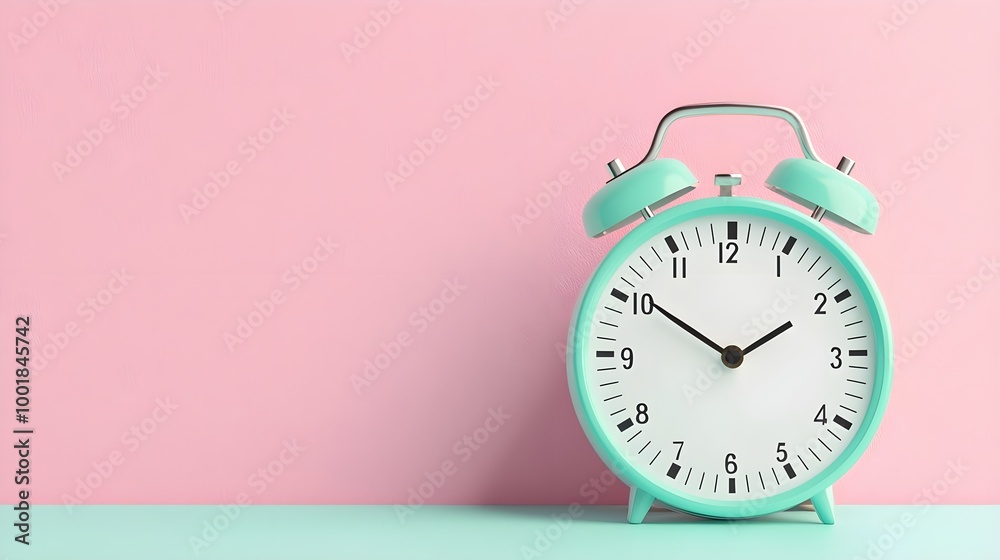 Mint Green Alarm Clock Pink Background Mint Green Alarm Clock Pink Background