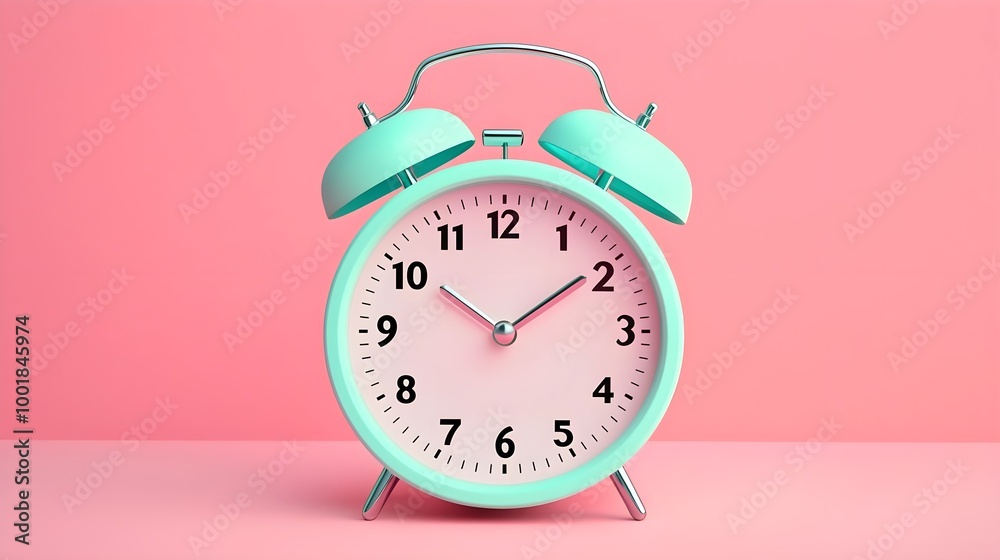 Mint Green Alarm Clock Pink Background Mint Green Alarm Clock Pink Background