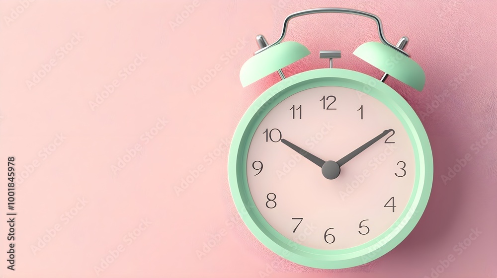 Mint Green Alarm Clock Pink Background Mint Green Alarm Clock Pink Background