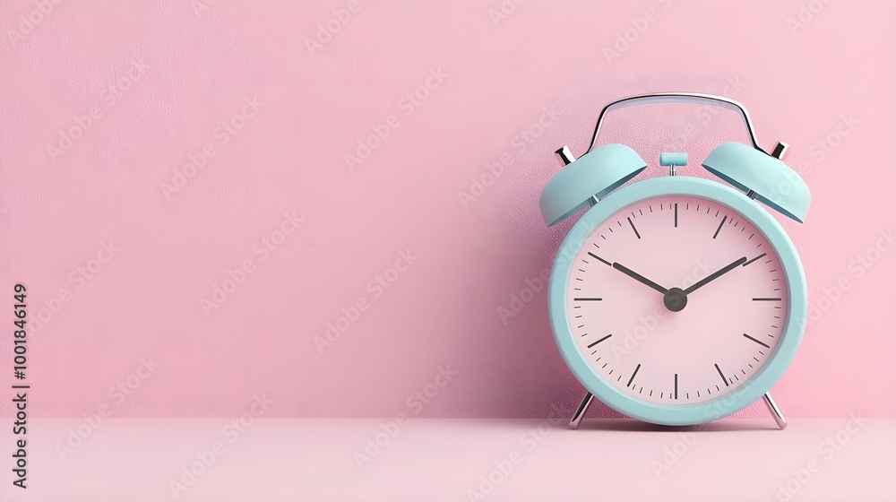 Blue Alarm Clock Pink Background Blue Alarm Clock Pink Background