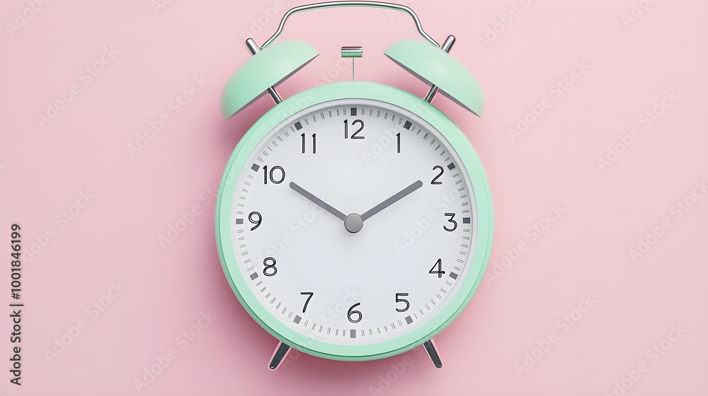 Green Alarm Clock Pink Background Green Alarm Clock Pink Background