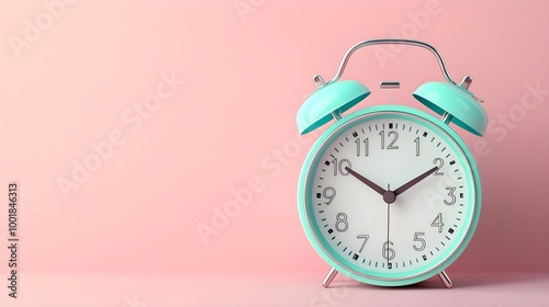 Mint Green Alarm Clock Pink Background