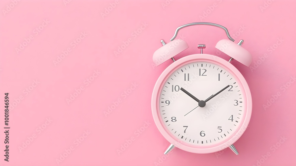 Pink Alarm Clock on Pink Background Pink Alarm Clock on Pink Background