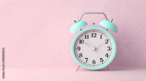 Mint Green Alarm Clock Pink Background