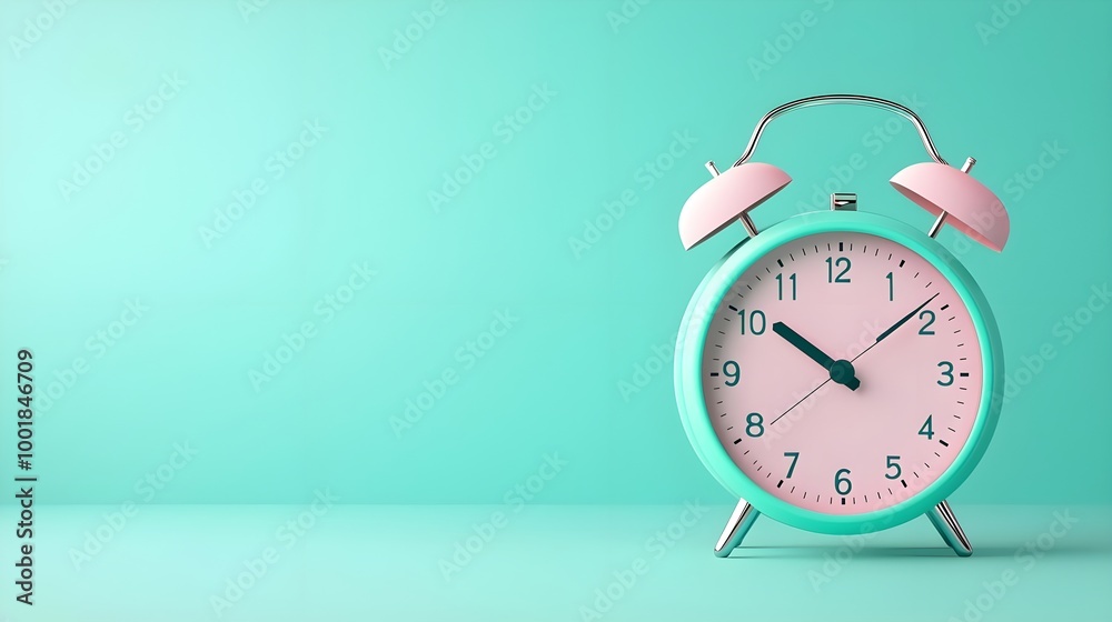 Retro Alarm Clock Turquoise Background Retro Alarm Clock Turquoise Background
