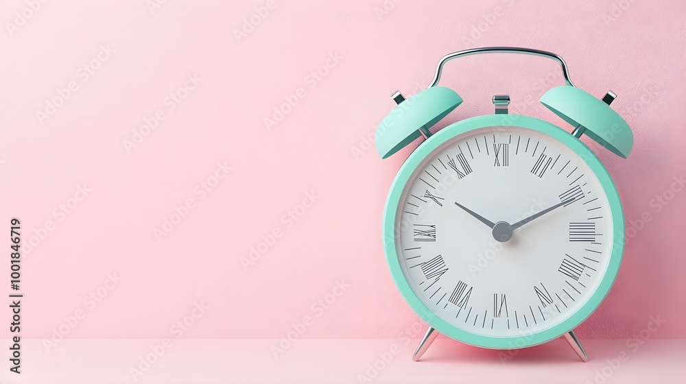 Mint Green Alarm Clock Pink Background Mint Green Alarm Clock Pink Background