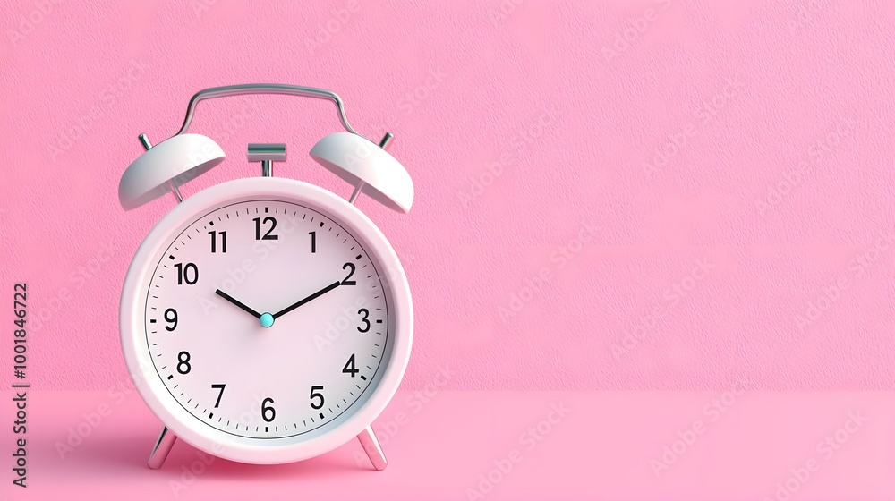 White Alarm Clock Pink Background White Alarm Clock Pink Background