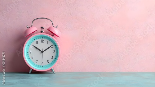 Pink Alarm Clock on Table