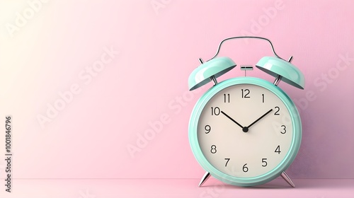 Mint Green Alarm Clock Pink Background