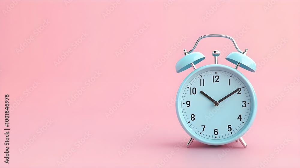 Blue Alarm Clock Pink Background Blue Alarm Clock Pink Background