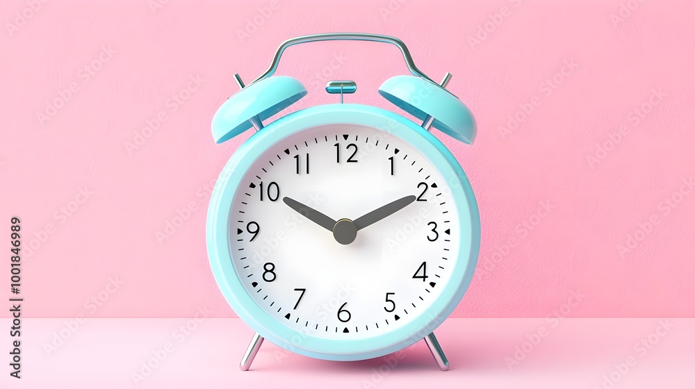 Blue Alarm Clock Pink Background Blue Alarm Clock Pink Background