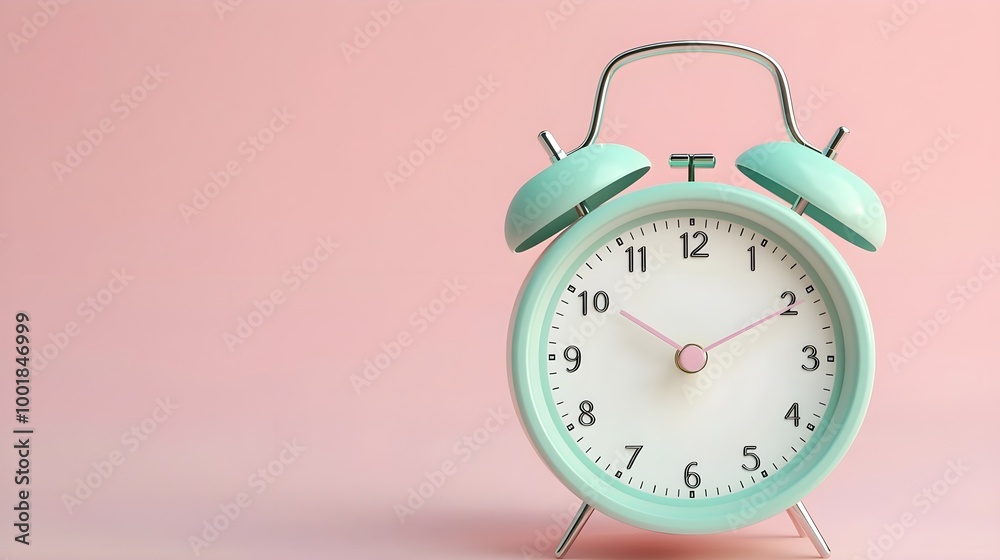 Mint Green Alarm Clock Pink Background Mint Green Alarm Clock Pink Background
